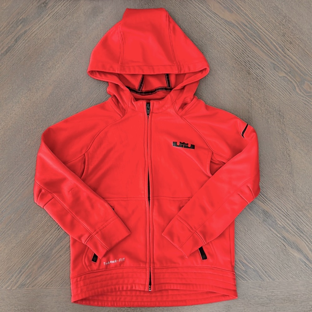 Nike boys red zipper up therma-fit hoodie size 6